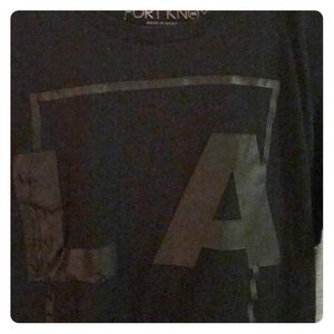 All Black Black on Black Flaked Off LA NY T Shirt